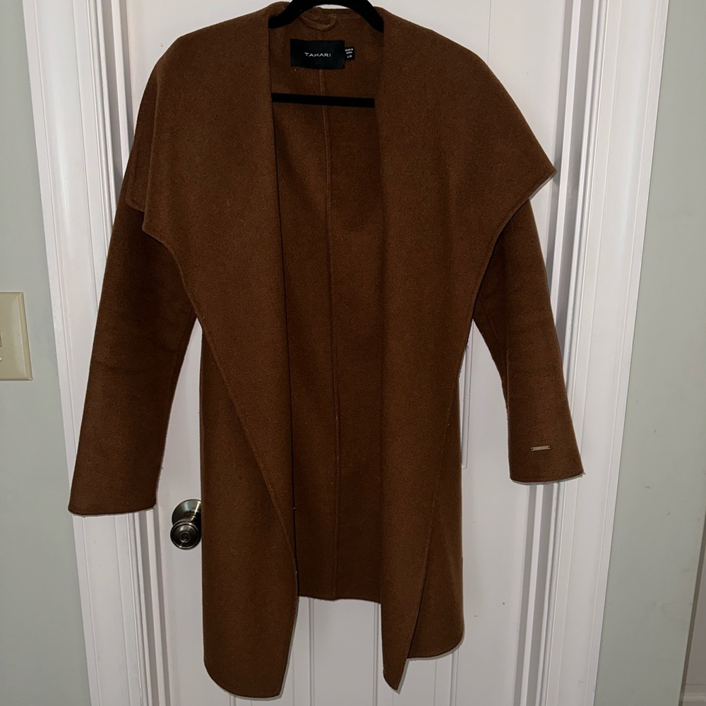 Tahari Large Wool Belted Wrap Coat